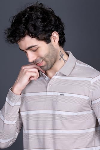 Image of Full Sleeve Polo T Shirt for Men Cotton with Pocket and Collar - Regular Fit Tshirt