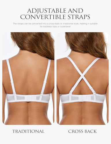 Image of Wingslove Women's Sexy Lace Bra Demi Sheer Mesh Balconette See Through Bralette Unlined Underwire Embroidered