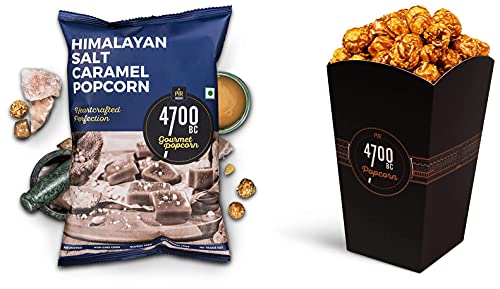 Image of 4700BC Gourmet popcorn, Himalayan Salt Caramel, Pouch, 240g (Pack of 4) with Classic Edition Popcorn Tubs