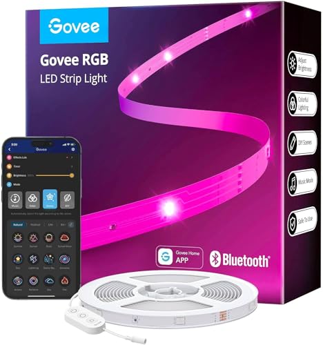 Govee LED Strip 30m, Bluetooth RGB LED Streifen mit App-Steuerung, Farbwechsel, Musik Sync, 64...