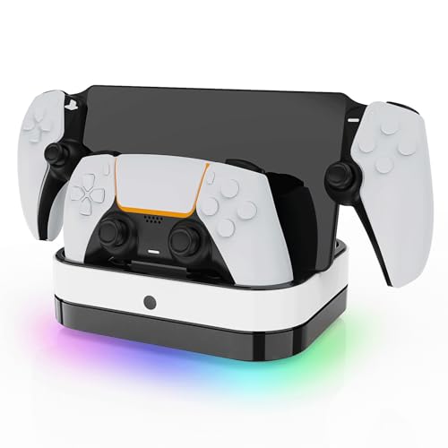 XinGeeek Charger Dock Stand for PS5 Portal and Controller 3-in-1 Charging Docking Station Anti-Slip Charging Dock Base Stand