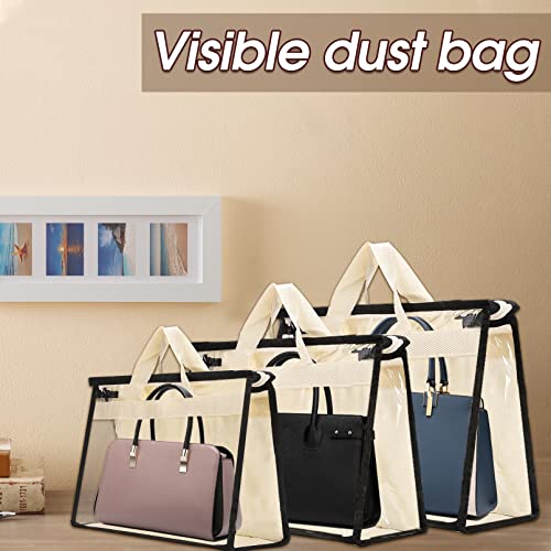 9 Pack Dust Bags for Handbags,Clear Purse Storage,Handbag Dust Bags,Purse Protector Storage Bag,Transparent Purse Storage Organizer for Closet,Dust Cover Bags for Handbag Storage with Zipper Handles by Nakotii - Image 4