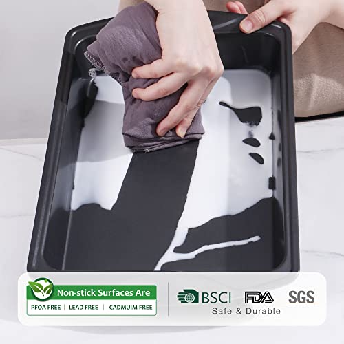 Hongbake 9X13 Baking Pan, Rectangle Cake Pan, Premium Small Sheet Pan For Oven With Widened Handle, Nonstick And Dishwansher Safe - Dark Grey #TOP3