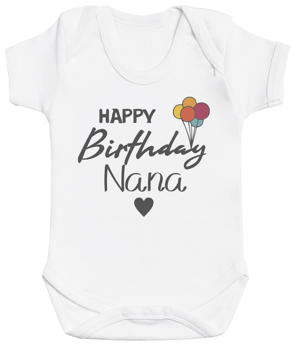 Baby Bunny Men's White Happy Birthday Nana Baby Gift, Baby Boy Bodysuit, Baby Girl Bodysuit - 6-12 Months