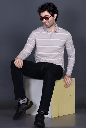 Image of Full Sleeve Polo T Shirt for Men Cotton with Pocket and Collar - Regular Fit Tshirt