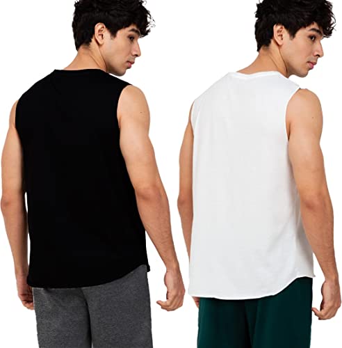Image of Solid Sleeveless Cotton Regular Fit Mens Stylish Top Tanks Vest T-Shirt (Combo Pack of 2)