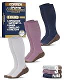 Pembrook 3 pares de calcetines de compresión de cobre 20-30 para mujeres y hombres, soporte para enfermeras, correr,...