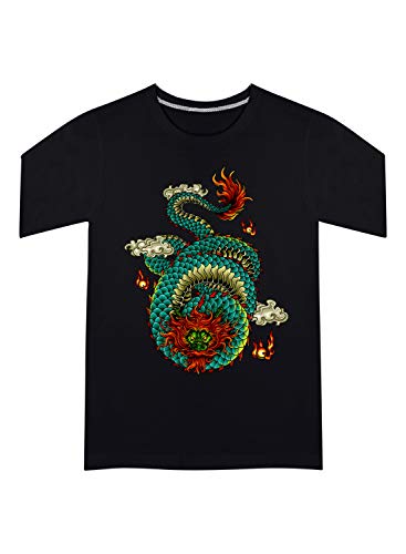 Image of CreativiT Graphic Printed T-Shirt for Unisex Dragon Tshirt | Casual Half Sleeve Round Neck T-Shirt | 100% Cotton | D00207-32