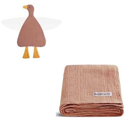 Image of Wimist Baby Toys Lovey Duck Blankets(25 x 28 in) and Muslin Swaddle Blankets(47 x 47 in) Set