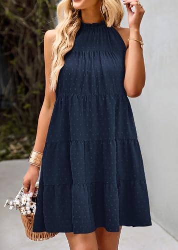 Image of KIRUNDO Summer Sundresses for Women Halter Dress Babydoll