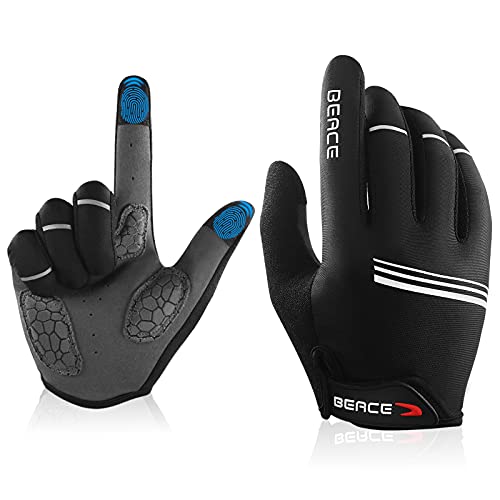 BEACE Cycling Gloves Bike Gloves Biking Gloves for Women(Silver Night Glow) with Touch Screen-Workout Gloves Full Finger Road Gloves Mountain Bike Gloves Anti-Slip Silicone Palm