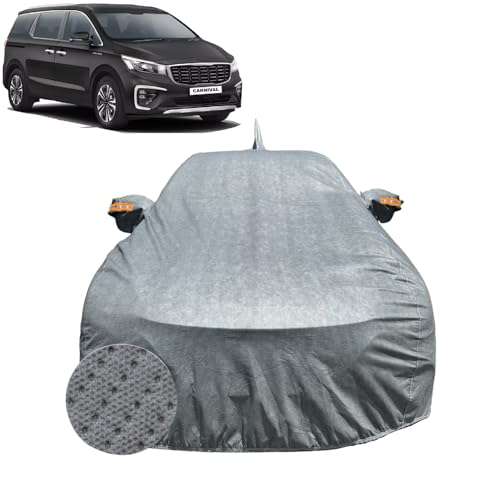Image of Car Cover Compatible for Kia Carnival (2020-2023) | 100% Waterproof Cover with Reflective Mirror Pockets | Dustproof, Scratchproof, Heatproof Carnival Car Cover |Soft Cotton Lining| Grey