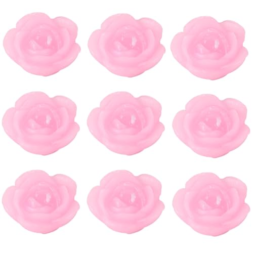 Image of BESPORTBLE Pink Rose-Shaped Floating Candles with No Black Smoke 12pcs Made of Paraffin Wax for Birthday Party and Festival Home Decor