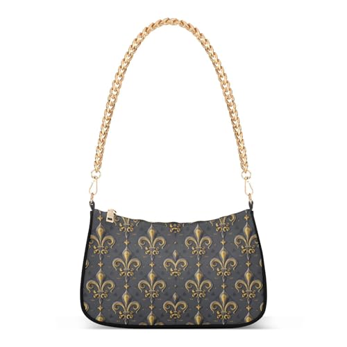 Black and Gold European-style Pattern chain crossbody shoulder with multi