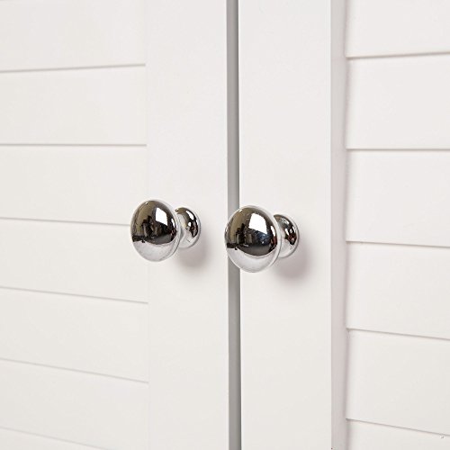 Glitzhome Bathroom Cabinet, 32” H White Wooden Bathroom Floor Storage Cabinet With Shutter Design Door Free Standing With 1 Adjustable Shelf #TOP4