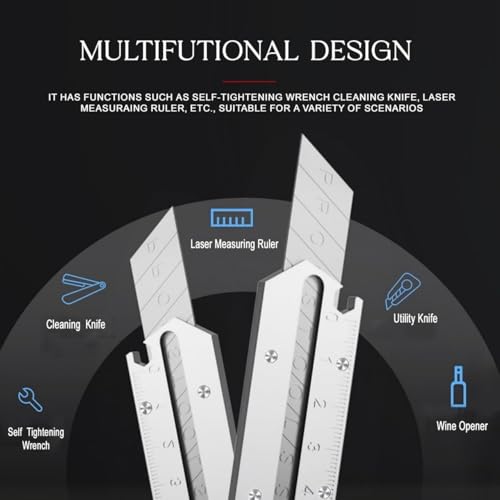 Image of 6-in-1 Utility Cutter Knife with Wrench | Heavy Duty Stainless Steel Precision Cutter for DIY, Office, Industrial & Craft Use