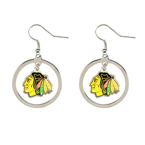 NHL Chicago Blackhawks Floating Logo Hoop Earrings