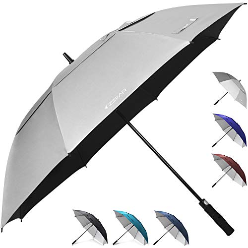 Zekar 62" & 68" Windproof Large Vented Canopy Golf Umbrella, Upf 50+ Patio Umbrella | Sun Uv Protection | Keep You Cool (Silver, 62"-Pack-Of-2) #TOP6