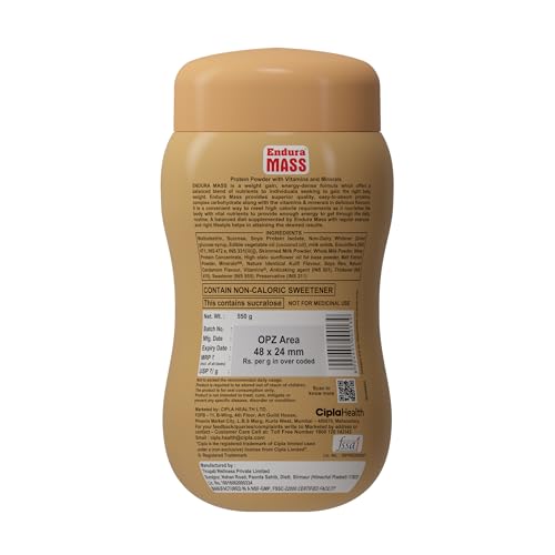 Image of Endura Mass Weight Gainer Powder 550 G Kulfi Flavour | Unique Blend Of 3 Sources Of Protein, Carbs, Vitamins & Essential Minerals | Ideal For Children Above 10 Years, Men, Women & Athletes