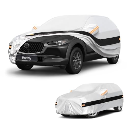 Image of 10 Layers SUV Car Cover Custom Fit for Mazda CX-30 CX-3,(2019-2026), Waterproof All Weather for Automobiles, Outdoor Full Cover Sun Dust Rain Protection with Cotton. Silver