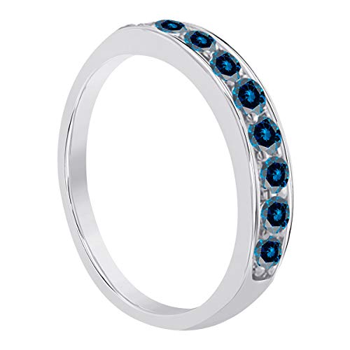 MauliJewels Engagement Rings for Women, 1/2 Carat Blue Diamond Channel Set Wedding Band in 10K Solid Gold, Anniversary & Promise Ring Jewelry3