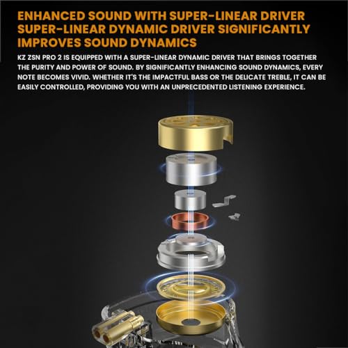 Image of Concept Kart Kz Zsn Pro 2 Wired Earphone With Mic,Hybrid 10Mm Super-Linear Dynamic Driver+Upgraded 30095 Balanced Armature In-Ear Monitors,0.75Mm Detachable Cable,3.5Mm Plug For Audiophiles&Musicians
