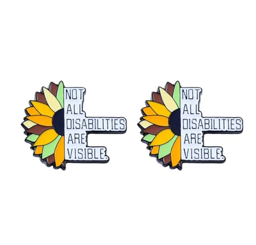 2 pièces Épingle de sensibilisation au handicap Tournesol – Badge émail « Tous les handicaps ne sont pas visibles », broche de soutien pour les handicaps cachés pour la défense de l’inclusion de la
