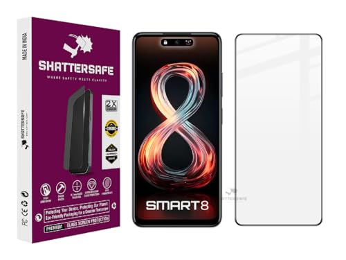 Image of Shattersafe Oleophobic Tempered Glass Screen Protector Compatible For Infinix Smart 8 Pro [Pack of 1]. Edge To Edge Full Screen Protection With Easy Installation Kit & Case Friendly Fit.