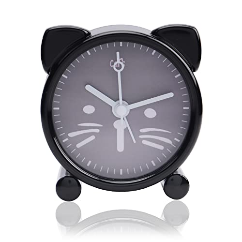 Aolox 3" Alarm Clock Bedside Mini Cute Animal Decoration Small Clock Cat Black #TOP30