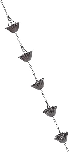 Operitacx Campanillas de lluvia de aleación de aluminio, cadena de lluvia de aluminio, cadena de lluvia para canalón, cadena de lluvia de repuesto,