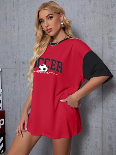Image of ALLTB Soccer Cup 2026 Shirt Soccer Mom Shirts Women Oversized Football Match Season Jersey Bow T-Shirt Short Sleeve Top