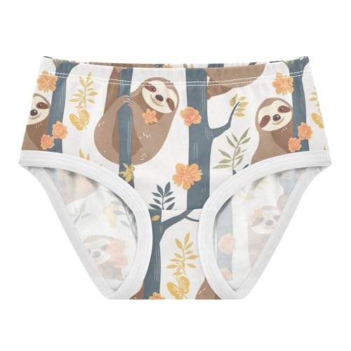 Wusikd Cute Sloths Girls' Underwear Cotton Hanging Tree Flowers Girls Briefs Soft Toddler Underwear 2T