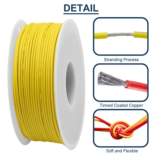 DAOKAI Cable de silicona de calibre 22, 600 V, 22 AWG, cables de cobre revestidos de estaño trenzados, 3 colores (negro, rojo, amarillo), 7 m/23 pies cada cable eléctrico, kit de cable de conexión - imagen 4