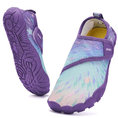 Image of Kids Water Shoes Boys Girls - Wide Toe Box Quick Dry Barefoot Shoes Breathable Non Slip Aqua Athletic Sneakers for Swim Beach Pool Kayak Hiking Sand Walking Travel Essentials (Little Kid /Big Kid)