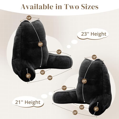 Image of Sasttie Reading Pillow for Bed, Back Pillow for Sitting Up, Black | 21 inch Backrest Support Cushion for Couch, Sofa, and Floor, Dorm Essentials, OEKO-TEX, Adjustable Down Alternative Fill