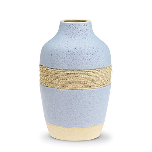 STAR MOON Ceramic Small Flower Vase with Retro Grid for Farmhouse Decor，Rustic Home Decor，Living Room，Centerpieces and Events-Bluebird in The Nest