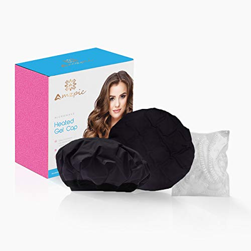 Cordless Deep Conditioning Heat Cap - Microwavable Heat Cap for Steaming, Heat Therapy for Hair, Thermal Spa Hair Steamer Gel Cap (Black)