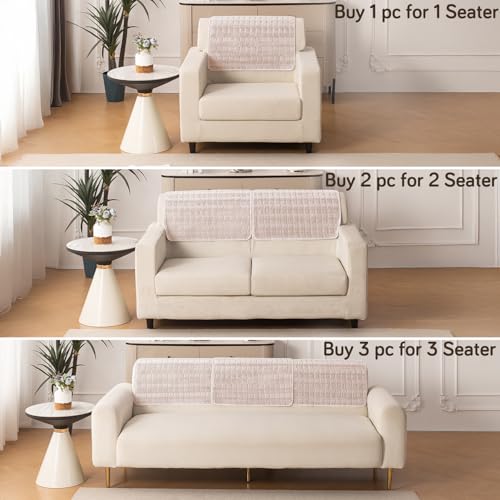 Image of HOKIPO 'Plush Haven' Premium Anti-Slip Backrest Mat | Soft Fluffy Plush Fabric, Beige - 1 PC (AR-6256-BGE)