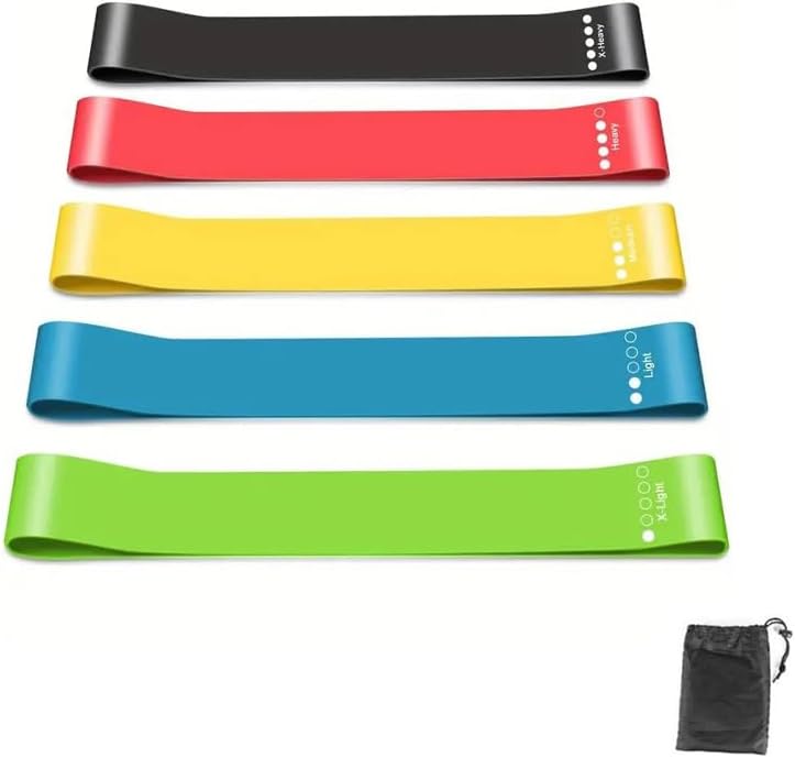 Juego de 5 bandas de resistencia para hombres y mujeres, bandas elásticas sin látex para entrenamiento, glúteos, piernas, pilates, entrenamiento de
