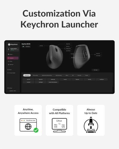 Image of Keychron M5 8K Vertical Ergonomic Mouse Wireless, 2.4 GHz /Bluetooth 5.3 /Wired Computer Mice Rechargeable, 5 Levels Up to 30K DPI with Programmable Buttons for Laptop macOS /Windows - Black