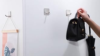 YIGII Towel Hooks/Bathroom Hook - Self Adhesive Hooks Office Hooks Hanging Keys for Kitchen Stick on Wall Stainless Steel 4 Packs