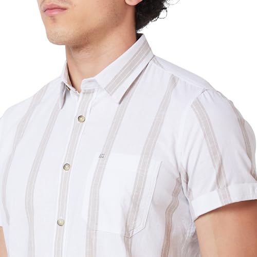 Image of Spykar Men's Regular Fit N /A Half Sleeve Striped Casual Shirts