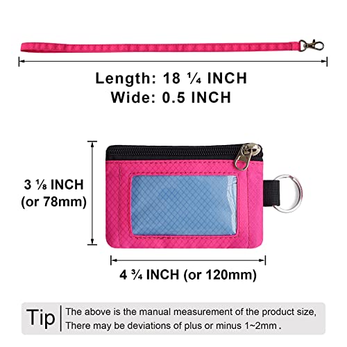 Image of CHENSPRX Minimalist RFID Blocking Small Wallet with ID Window,WaterResistant Zip Id Case Wallet with Lanyard Keychain for Cards,Cash,Travel,Women,Men