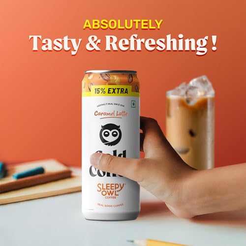 Image of Sleepy Owl Salted Caramel Cold Coffee Liquid|4 X 230Ml Cans|Made With Real Milk & Coffee|No Preservatives (Pack of 2)
