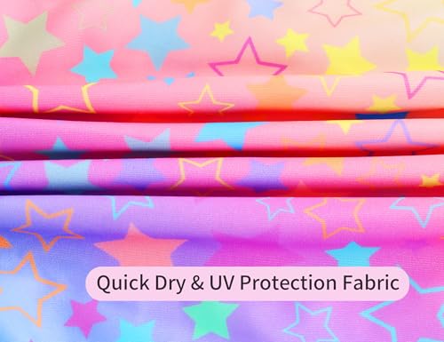 Image of Girls Bathing Suits Colorful Swimsuits with UPF 50 + Sun Protection Sleeveless Toddler Kids One Piece Swimwear
