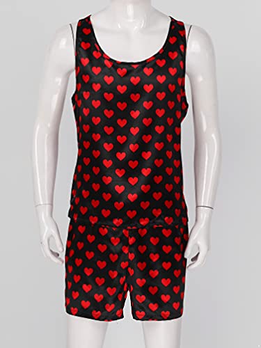 Men's Silk Satin Pajamas Set Racerback Tank Top with Boxer Shorts Sleepwear Loungewear Outfit3