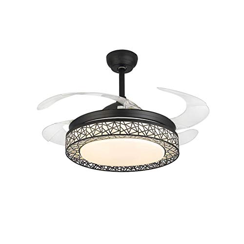 42 Inch Modern Retractable Blade Ceiling Fan ,3 Colors Change 3 Speed Set,Ceiling