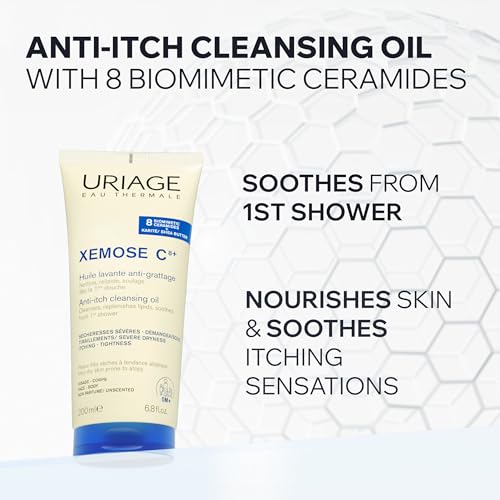 URIAGE XEMOSE Gel de ducha para piel seca, con tendencia atópica I Calma para un confort duradero. Gel en aceite espumoso, suave y nutritivo I Cara y cuerpo I Sin perfume sin jabón I pH fisiológico.