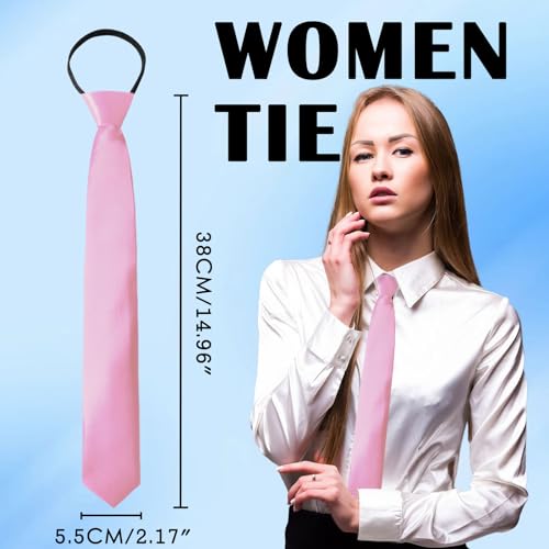 Image of Luckyvestir Womens Tie, Pre Tied Black /Red Ties for Women Adjustable Zipper Womens Necktie