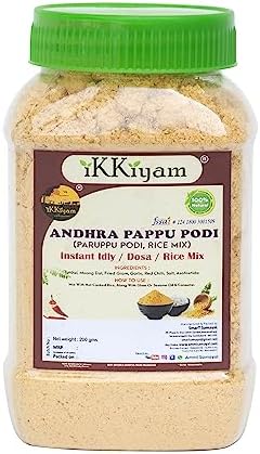 Ikkiyam Andhra Pappu Podi (Rice Mix Powder) | Kandipodi, Premium & Organic | Healthy & Tasty Paruppu Podi | Ready To Cook Idly/Dosa Powder | Homemade Naturally South Indian Meals | Pack Of 1 | 200g